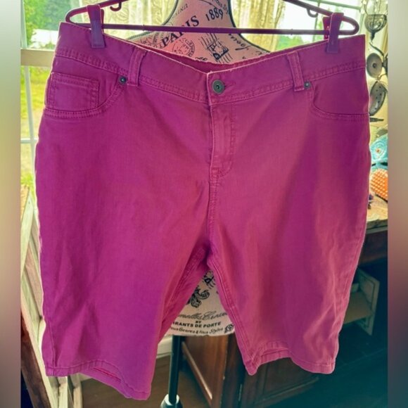 Lane Bryant Pink Bermuda Shorts with Stretch - Picture 1 of 3